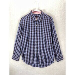 Robert Graham Button‎ Shirt Men’s Size XL Blue Check Plaid Flip Cuff Long Sleeve